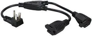 Qvs 2-Pack 12 Inches 90Degree Flat-Plug Outletsaver Ac Power Splitter Adaptor