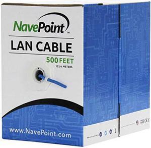 NavePoint CAT5e UTP Bulk Ethernet Network (CCA) Cable Solid 24AWG RJ45 LAN Wire 500FT Blue