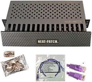 Neat Patch 2U Cable Management Kit - 1 Pack w/ 48 CAT6 Patch Cables (2FT Purple)