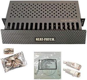 Neat Patch 2U Cable Management Kit - 1 Pack w/ 24 CAT6 Patch Cables (2FT White)