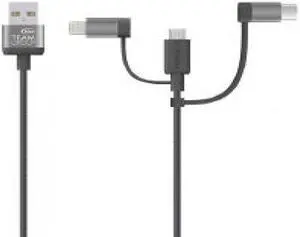 Team Micro USB & Lightning & USB-C 3 in 1 Charging Cable GREY Team Micro USB & Lightning & USB-C 3 in 1 Charging Cable GREY