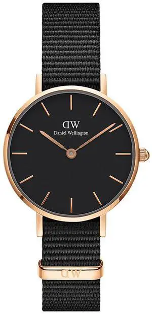 Daniel Wellington Classic Black Series Black 28mm Dial Rose Gold Bezel Black Nylon Strap Women's Quartz Wrist Watch DW00100247