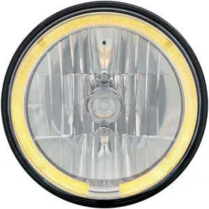 7" Crystal Headlight w/ Amber LED Halo Ring