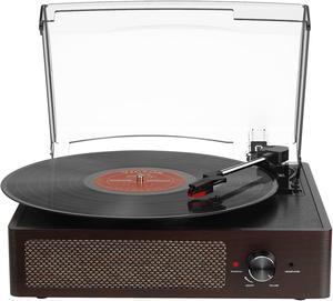 Bluetooth Record Player Belt-Driven 3-Speed Turntable, Vintage Vinyl Record Players Built-in Stereo Speakers, with Headphone Jack/ Aux Input/ RCA Line Out
