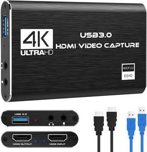 DIGITNOW 4K Audio Video Capture Card, USB 3.0 HDMI Video Capture Device, Full HD 1080P 60FPS for Game Recording, Live Streaming Broadcasting-Black