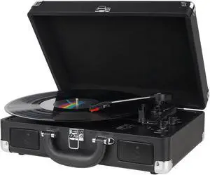 DIGITNOW Vinyl Record Player Wireless Turntable Bluetooth 3-Speed Portable Vintage Suitcase with Built-in Speakers - Black