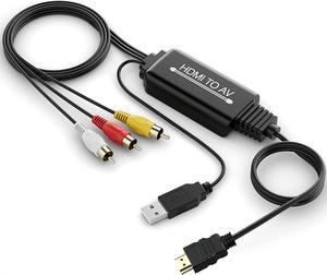 Rybozen PS2 to HDMI Converter Adapter, PS2 to HDMI Video Converter with  3.5mm Audio Output Cable for HDTV HDMI Monitor AV to HDMI Signal Transfer