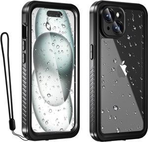 DIGITNOW for iPhone 15 Plus Case Waterproof IP68 Underwater Builtin Screen Protector  Glass Camera Protector Full Body 360 Shockproof Dropproof Dustproof Phone Case for iPhone15 Plus 67 Black