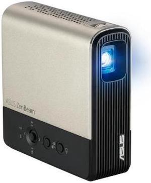 ASUS ZenBeam E2 mini LED projector, automatic portrait projection mode, 300 LED lumens, WVGA (854 x 480), wireless mirroring, built-in battery for up to 4-hour portable video playback, power bank, USB
