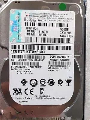 For IBM 81Y9727 81Y9726 81Y3857 Server Hard Disk 500GB SATA 7.2K 2.5-inch For IBM 81Y9727 81Y9726 81Y3857 Server Hard Disk 500GB SATA 7.2K 2.5-inch