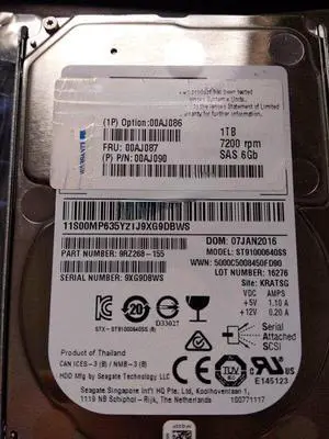 For Lenovo 00AJ086 1TB 6Gb 2.5 "7.2K SAS hard disk 00AJ087 00AJ090
