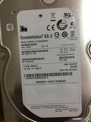For Lenovo RD630/640/650 2T 7.2K SATA 3.5 ST2000NM0033 03X3795 hard disk