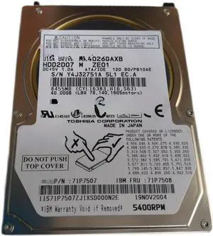For IBM 71P7507 71P7508 Toshiba MK4026GAXB 40G 5.4K 2.5-inch IDE hard disk