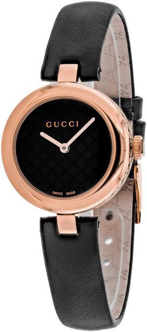 Gucci Interlocking G Dial Black Leather Men's Watch YA133206