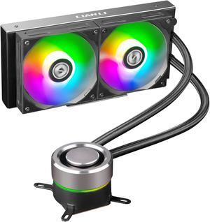 LIAN LI GALAHAD AIO240 RGB BLACK, Dual 120mm Addressable RGB Fans AIO CPU Liquid Cooler, LGA1700 bracket Included