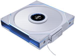 Lian Li UNI Fan TL - LCD Wireless 140 - Single Pack (Reverse Blade) - 2.4 GHz Wireless  Signal ARGB Fan & Dual-Zone Lighting Control - 140mm - Controller NOT Included & Required -White (14RTLLCD1W1W)
