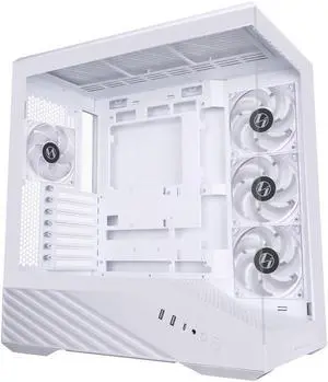 Lian Li V100 ATX Mid-Tower PC Case, 4 x 120mm ARGB PWM Fans  Pre-Installed, LED RGB Strip, Display Platform with Tempered Glass, Support 420mm GPUs, 360mm Radiator, Optimized Airflow - White (V100RW)