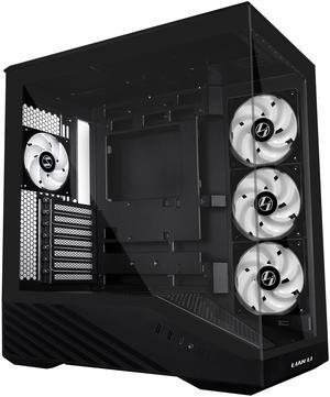 Lian Li V100 ATX Mid-Tower PC Case, 4 x 120mm ARGB PWM Fans  Pre-Installed, LED RGB Strip, Display Platform with Tempered Glass, Support 420mm GPUs, 360mm Radiator, Optimized Airflow - Black (V100RX)