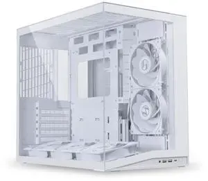 LIAN LI O11D MINI V2 Flow | Compact ATX Mid-Tower Airflow Computer Case | Panoramic View | High-Performance Airflow | Includes 5 x 120mm Reverse Blade Fans | Cable Management | White  (O11DMIV2FW)