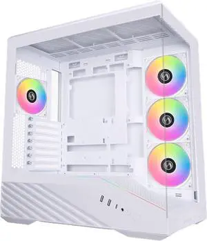 Lian Li V100 ATX Mid-Tower PC Case, 4 x 120mm ARGB PWM Fans  Pre-Installed, LED RGB Strip, Display Platform with Tempered Glass, Support 420mm GPUs, 360mm Radiator, Optimized Airflow - White (V100RW)
