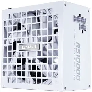 Lian Li RS1000W - Rotational Shift Fully Modular ATX Power Supply - 1000W - Cybenetics 80 Plus Gold Efficiency - ATX 3.1 & PCIe 5.1 Compliant - Easy Cable Management - White (RS1000G.W)
