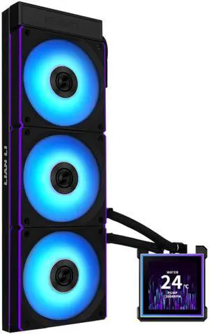 Lian Li Hydroshift II-S 360 CL ARGB Liquid CPU Cooler - 360mm AIO - 3.4" IPS LCD Square Screen - Daisy-Chain - Low-Noise - Intel LGA 1851/1700, AMD AM5/AM4 - 3X CL120 ARGB Fans - Black (HS2LCDS36CB)