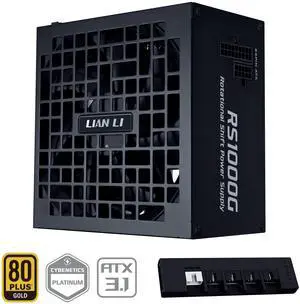 Lian Li RS 1000W Rotational Shift Fully Modular ATX Power Supply (W/ USB Fan Hub) 90° AC inlet,Cybenetics Platinum, 80+ Gold, ATX 3.1, PCle 5.1, 12V-2x6 Cable, 10 Year Warranty, Black(RS1000G.BH) Lian Li RS 1000W Rotational Shift Fully Modular ATX Power Supply (W/ USB Fan Hub) 90° AC inlet,Cybenetics Platinum, 80+ Gold, ATX 3.1, PCle 5.1, 12V-2x6 Cable, 10 Year Warranty, Black(RS1000G.BH)