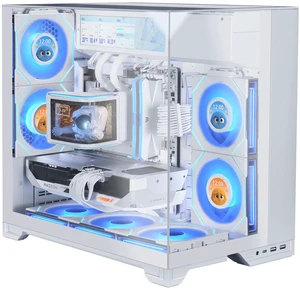 Lian Li O11 Vision-M Digital - mATX Mid Tower PC Case with 9.2" LCD Screen & 140mm Fan - Hidden AIO Design - Triple Tempered Glass Panels - Up to 360mm AIO Support - White (O11VMDW) Lian Li O11 Vision-M Digital - mATX Mid Tower PC Case with 9.2" LCD Screen & 140mm Fan - Hidden AIO Design - Triple Tempered Glass Panels - Up to 360mm AIO Support - White (O11VMDW)