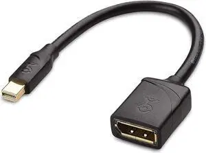 8K Mini DisplayPort to DisplayPort 1.4 Adapter (Mini DP to DP 1.4) in Black - 8K@60Hz 4K@120Hz Resolution Ready - Thunderbolt and Thunderbolt 2 Port Compatible
