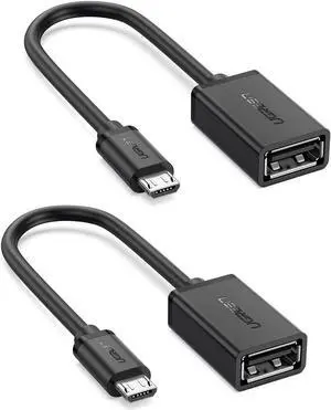 2 Pack On The Go Adapter Micro USB to USB OTG Cable for  S7 S6 Edge S4 S3 LG G4 DJI Spark Mavic Remote Controller Android Tablets Black