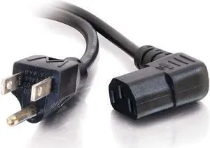 C2G Power Cord 90 Degree Power Cord Right Angle Power Cord 3 Pin Connector Universal Power Cord 18 AWG Black 6 Feet (1.82 Meters) Cables to Go 03152