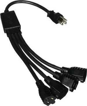C2G 29803 16 AWG 1-to-4 Power Cord Splitter - NEMA 5-15P to 4 NEMA 5-15R, TAA Compliant, Black (1.5 Feet, 0.45 Meters)