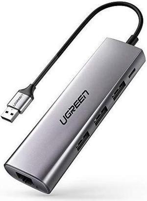UGREEN USB 3.0 Ethernet Adapter Hub with RJ45 10/100/1000 Gigabit Ethernet Converter LAN Wired Network Adapter 3 Ports USB 3.0 Hub for MacBook, iMac, Surface Pro, Chromebook, Laptop, PC