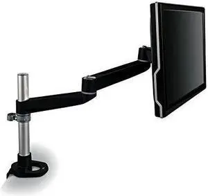 3M Desk Mount Monitor Arm, Adjust Swivel, Tilt and Rotate by Holding and Moving Monitor, 7.5" Height Range, Free Up Desk Space, Clamp or Grommet, Monitors Up to 30 lbs <= 27", Black (MA140MB)
