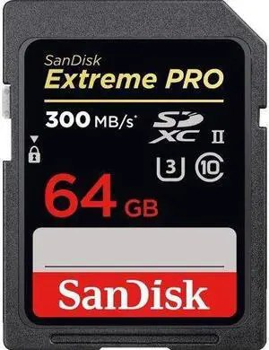 SanDisk - SDSDXPK-064G-ANCIN - SanDisk Extreme Pro 64 GB Class 10/UHS-II (U3) SDXC - 1 Pack - 300 MB/s Read - 260 MB/s