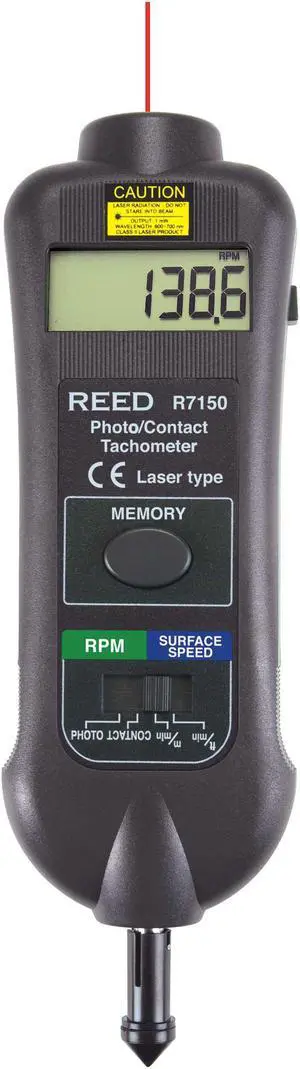 REED Instruments R7150 Professional Combination Contact / Laser Photo Tachometer
