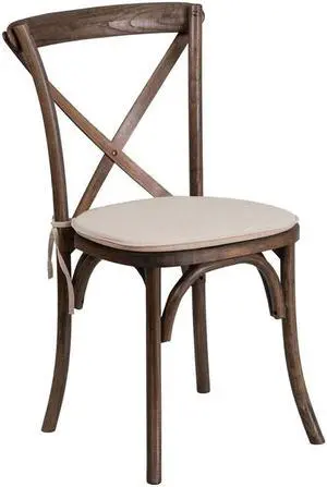 HERCULES Series Stackable Early American Wood Cross Back Chair with Cushion
