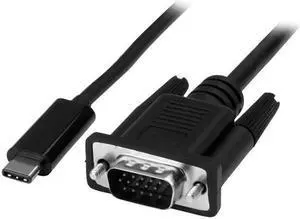 USB-C to VGA Adapter Cable - 2m (6 ft.) - 1920x1200 Cord Lead Black