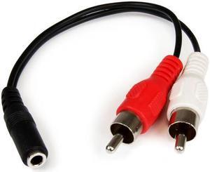 6in Stereo Audio Cable - 3.5mm Female to 2x RCA Male