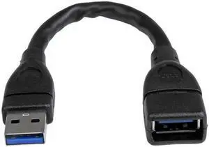 USB 3.0 A-to-A Extension Cable - M/F - 6 in, Black