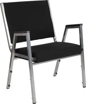 Flash Furniture HERCULES Series 1500 lb. Rated Antimicrobial Fabric Bariatric Arm Chair with Silver Vein Frame, Black