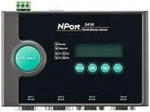 MOXA NPort 5410 w/Adapter - 4 Ports RS-232 Serial Device Server, 10/100 Ethernet, DB9 Male MOXA NPort 5410 w/Adapter - 4 Ports RS-232 Serial Device Server, 10/100 Ethernet, DB9 Male