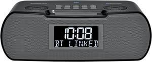 Sangean RCR20 FMRDS RBDS AMBluetoothAuxinUSB Phone Charging Digital Tuning Clock Radio with Battery Backup Black 138X 131x 49