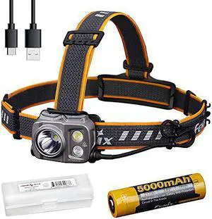 Fenix HP25R v2.0 Headlamp, 1600 Lumen Spotlight, 400 lumens Floodlight and Red Light, USB-C Rechargeable with LumenTac Organizer