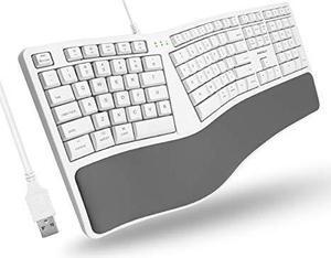 Macally Mac Wired Keyboard with Wrist Rest - Natural and Comfortable Typing, Compatible Apple Keyboard - Split Ergonomic Keyboard for Mac with 110 Keys, 21 OSX Shortcuts, and 5ft USB Cable