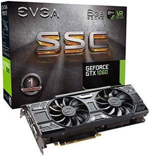 EVGA GeForce GTX 1060 6GB SSC GAMING ACX 3.0, 6GB GDDR5, LED, DX12 OSD Support (PXOC) Graphics Card 06G-P4-6267-KR