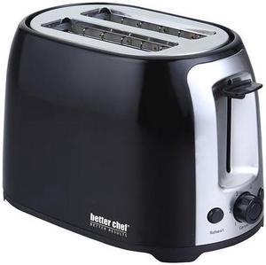 Better Chef - 2-Slice Extra-Wide-Slot Toaster - Black with stainless steel accents