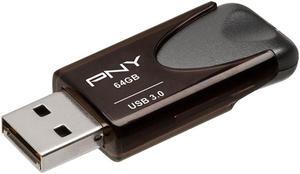 PNY - Elite Turbo Attache 4 64GB USB 3.0 Type A Flash Drive - Black/Gray