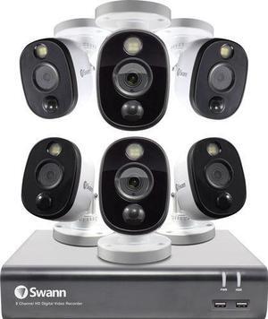8-Channel, 6-Camera Indoor/Outdoor Wired 1080p 1TB DVR Surveillance System - Black/Gray/White