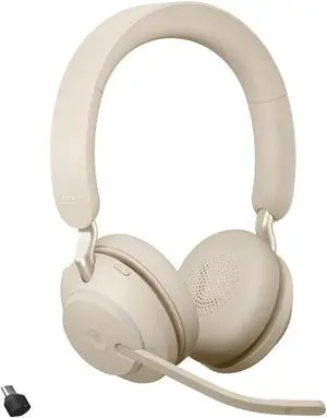 Jabra Evolve2 65 USB-C MS Stereo - Beige Wireless Headset / Music Headphones